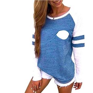 CzzzyL:  Women Raglan Sleeve Breastfeeding  Nursing Top : XXL